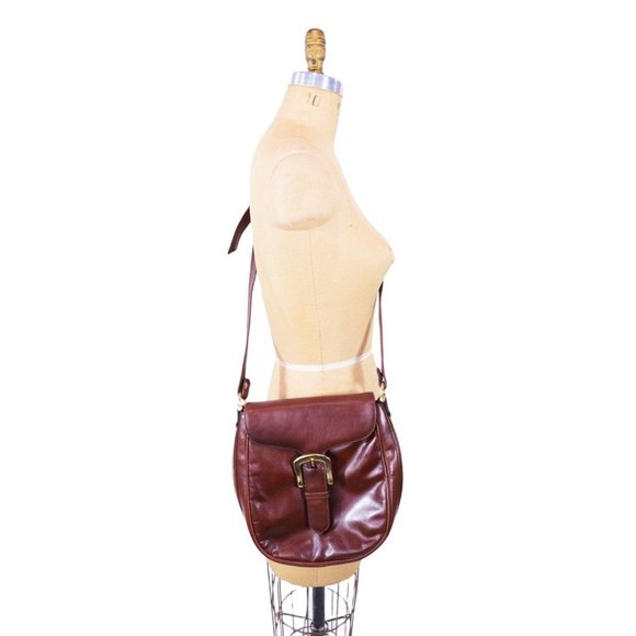 Vintage 1980s Crossbody Bag Brownish Red Faux Leather Purse  Vintage 1980s Crossbody Bag Brownish Red Faux Leather Purse
